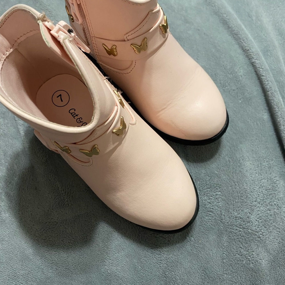 Cat & Jack Light Pink Boots with Gold Accents